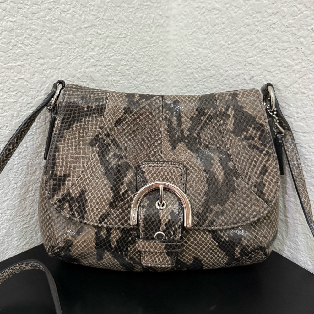 Coach Soho Snake Python Leather Flap Mini Crossbo… - image 1